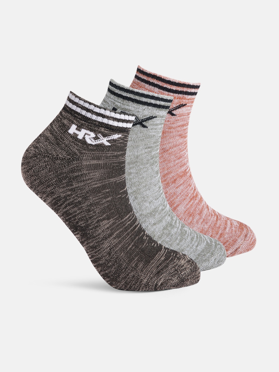 

HRX by Hrithik Roshan Men Pack of 3 Patterned Ankle-Length Socks, Brown