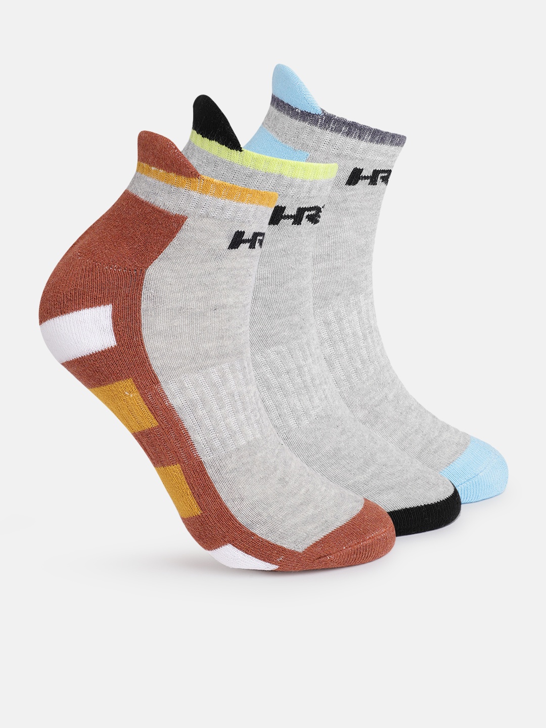 

HRX by Hrithik Roshan Men Pack of 3 Colourblocked Ankle Length Socks, Multi