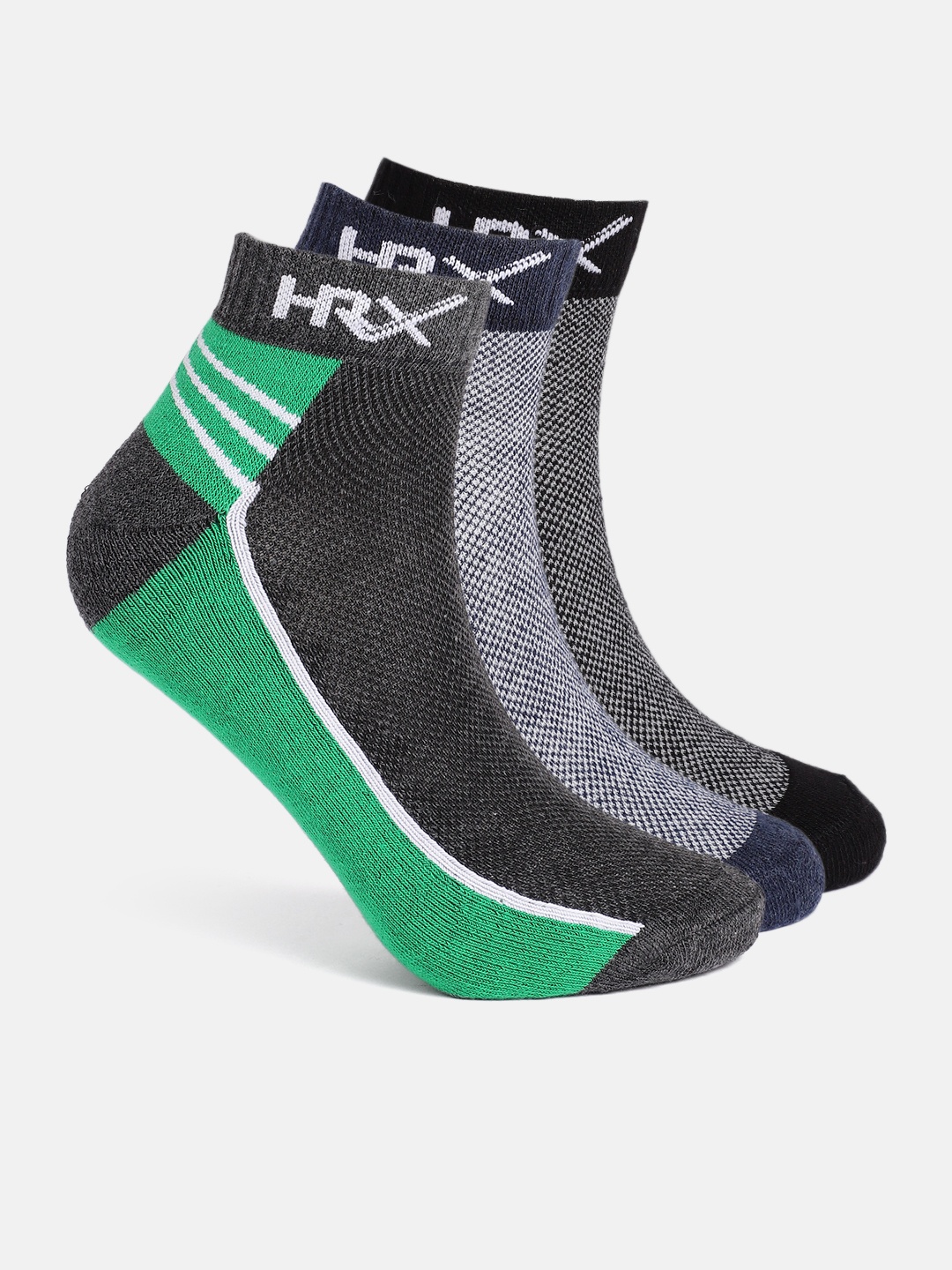 

HRX by Hrithik Roshan Men Set Of 3 Above Ankle Length Socks, Grey