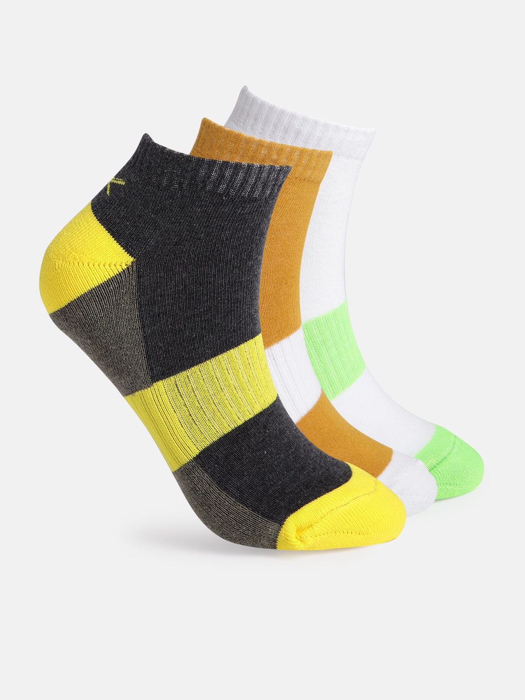 

HRX by Hrithik Roshan Men Pack of 3 Coloublocked Ankle-Length Socks, Multi