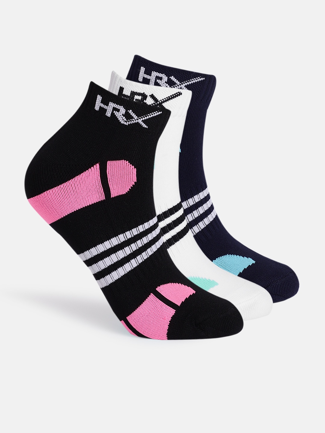 

HRX by Hrithik Roshan Men Set Of 3 Above Ankle Length Socks, Black