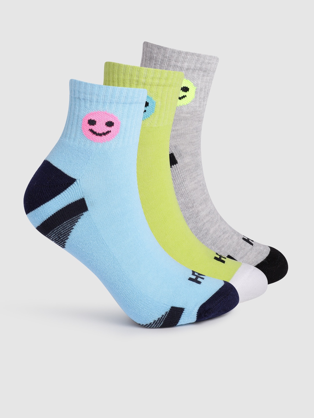 

HRX by Hrithik Roshan Men Set Of 3 Above Ankle Length Socks, Blue