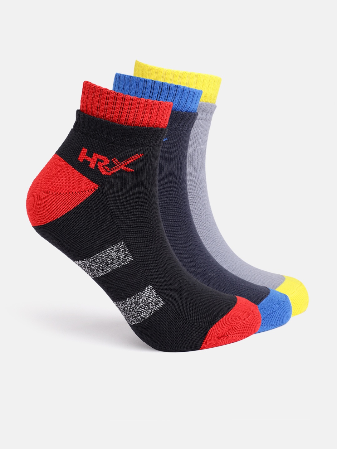 

HRX by Hrithik Roshan Men Pack of 3 Colourblocked Ankle Length Socks, Multi