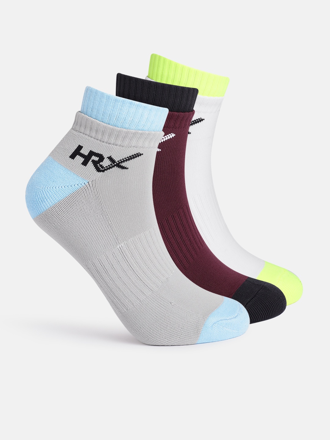 

HRX by Hrithik Roshan Men Set Of 3 Above Ankle Length Socks, Grey