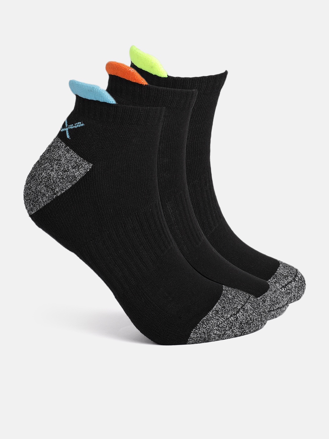 

HRX by Hrithik Roshan Men Set Of 3 Above Ankle Length Socks, Black