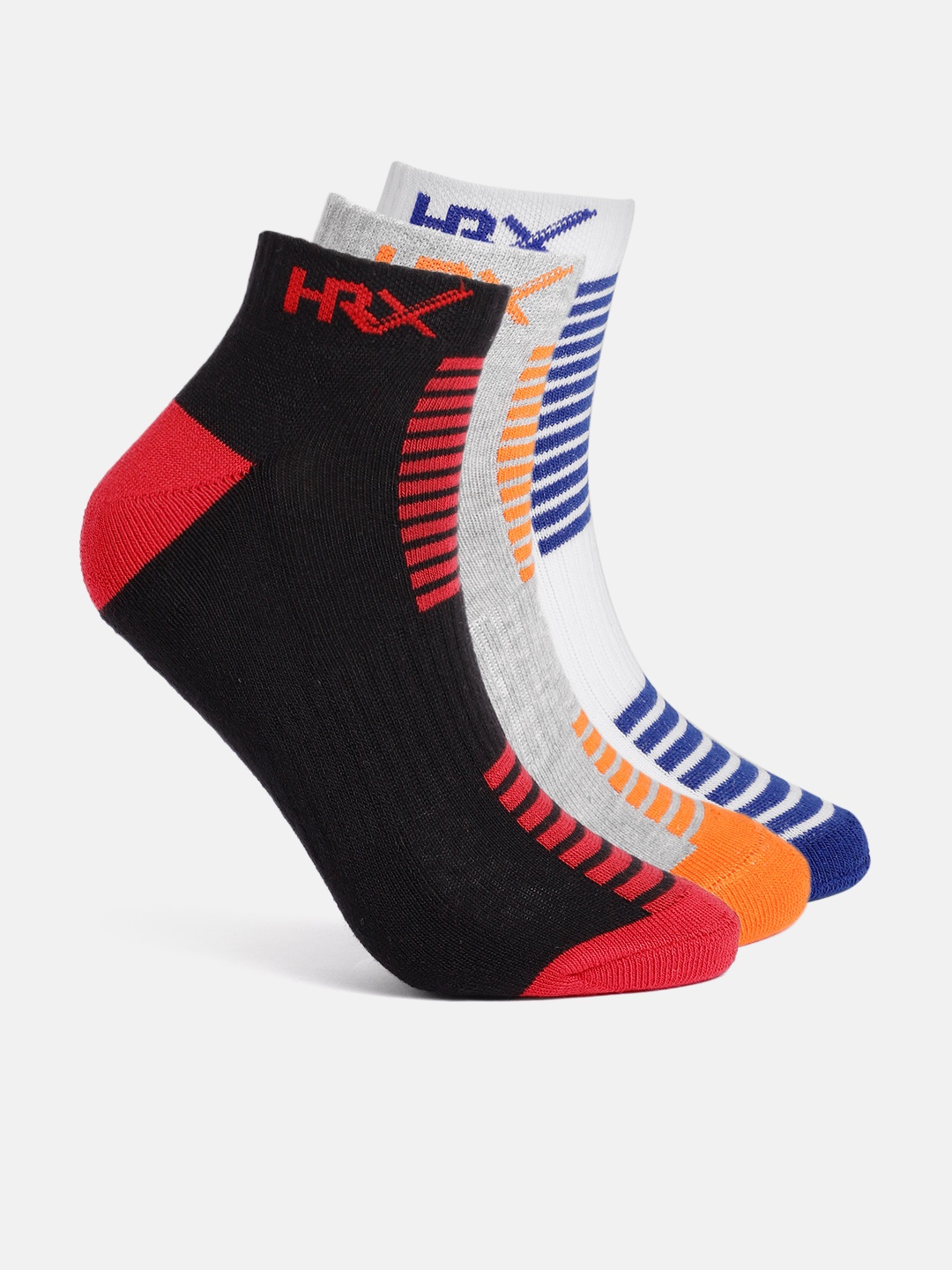

HRX by Hrithik Roshan Men Set Of 3 Above Ankle Length Socks, Black
