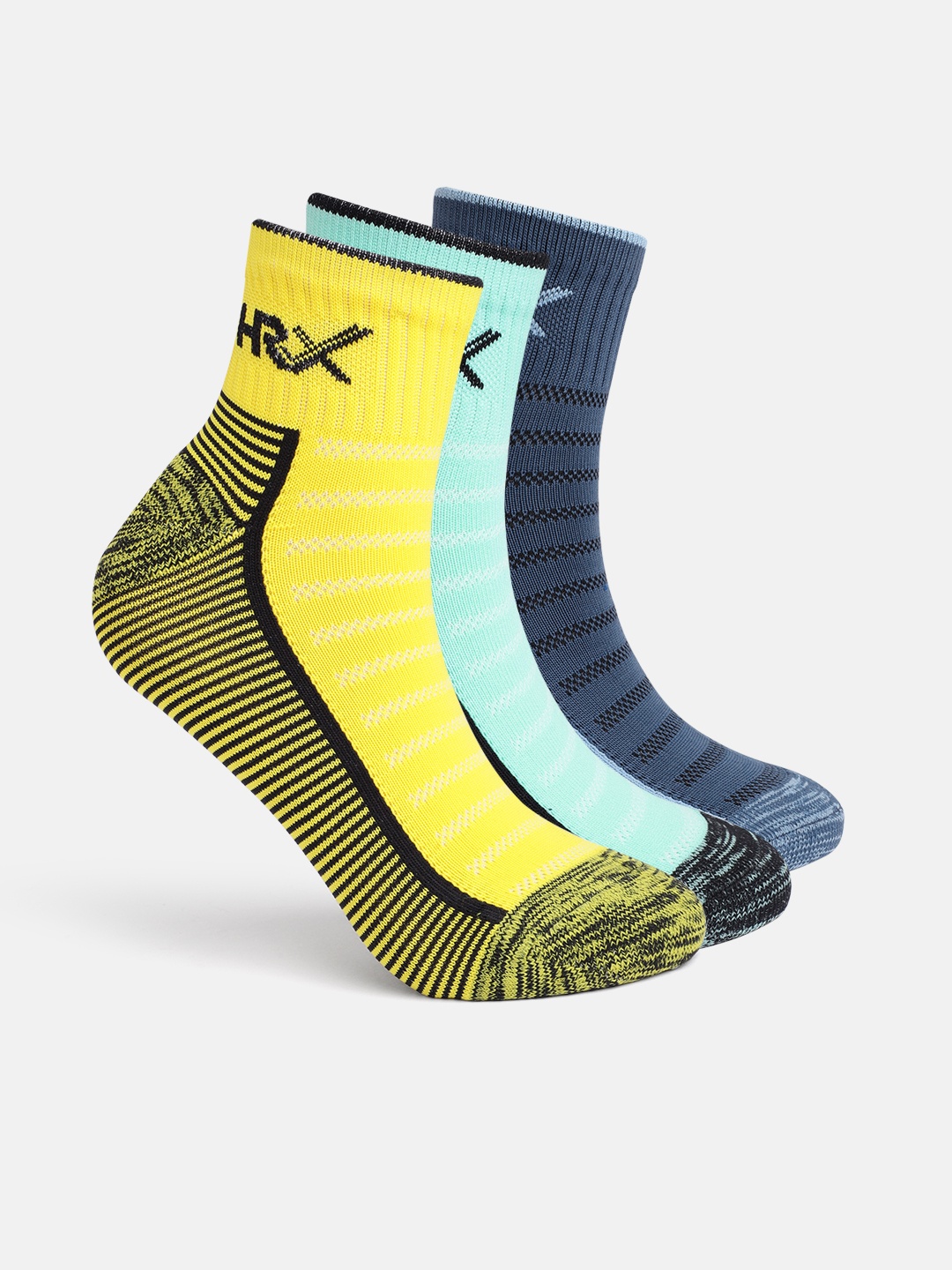 

HRX by Hrithik Roshan Men Pack of 3 Self-Striped Above Ankle Length Socks, Multi