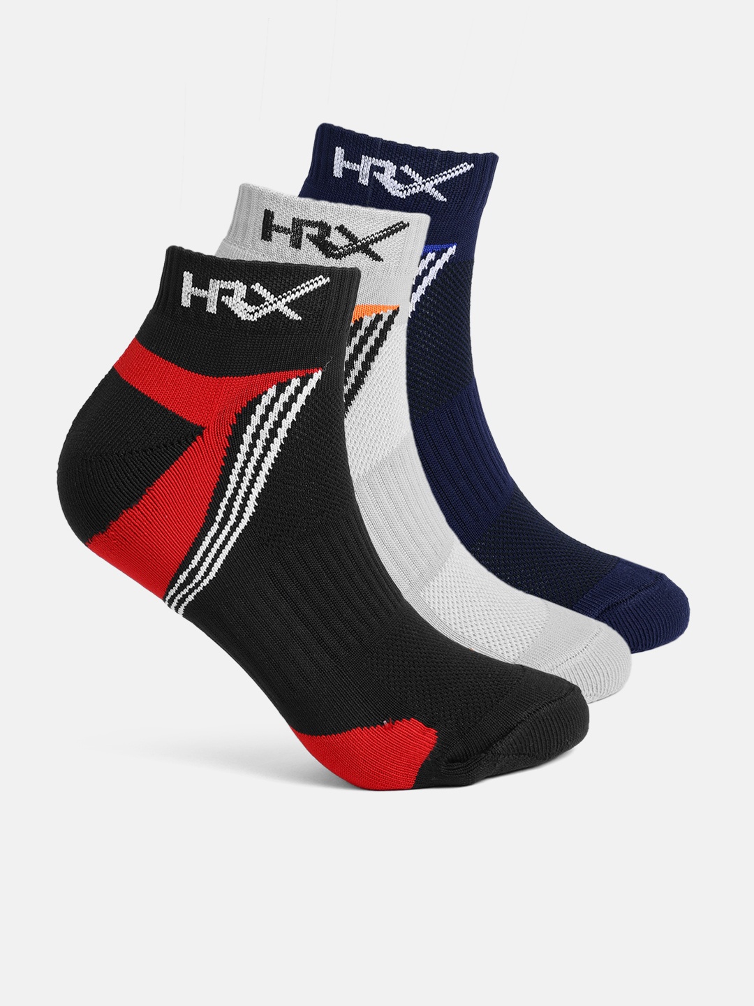 

HRX by Hrithik Roshan Men Set Of 3 Above Ankle Length Socks, Black