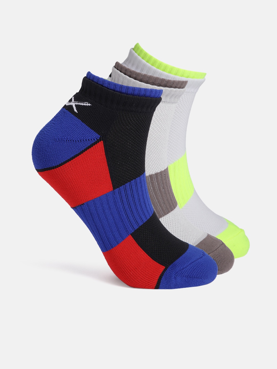 

HRX by Hrithik Roshan Men Pack of 3 Colourblocked Ankle-Length Socks, Multi