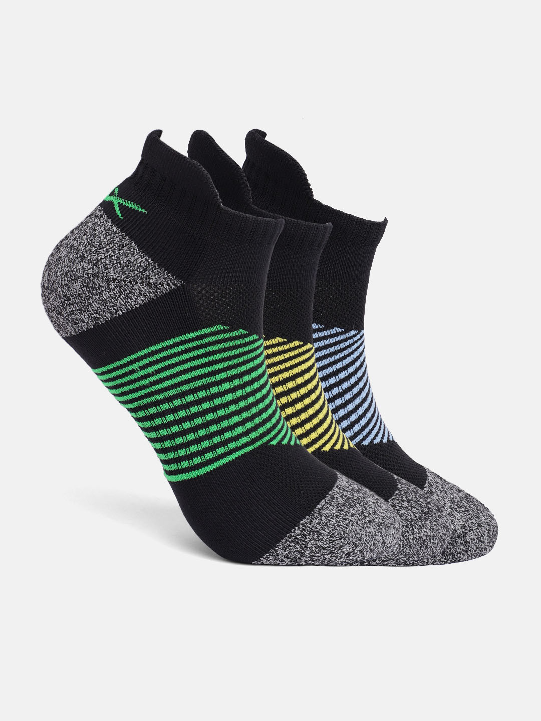 

HRX by Hrithik Roshan Men Pack of 3 Self-Striped Ankle Length Socks, Green