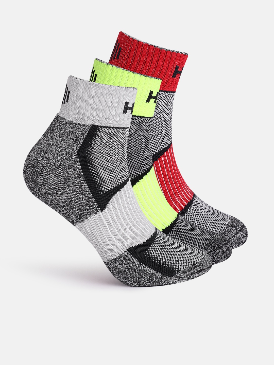 

HRX by Hrithik Roshan Men Set Of 3 Above Ankle Length Socks, Grey