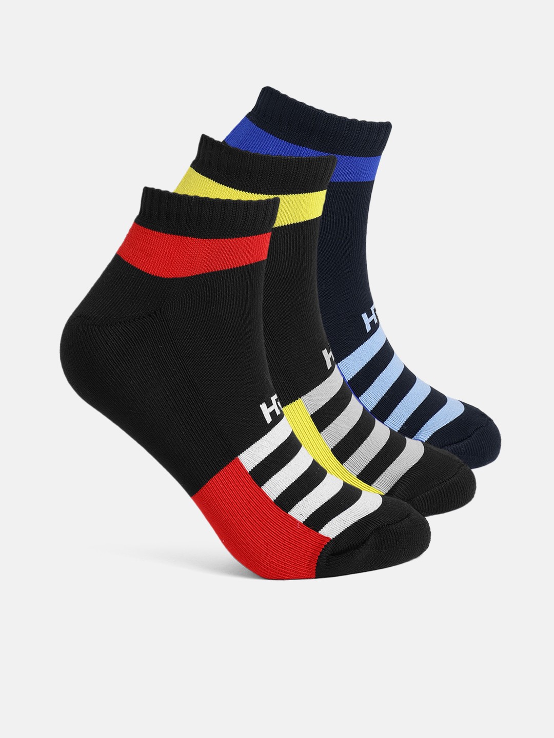 

HRX by Hrithik Roshan Men Set Of 3 Above Ankle Length Socks, Blue