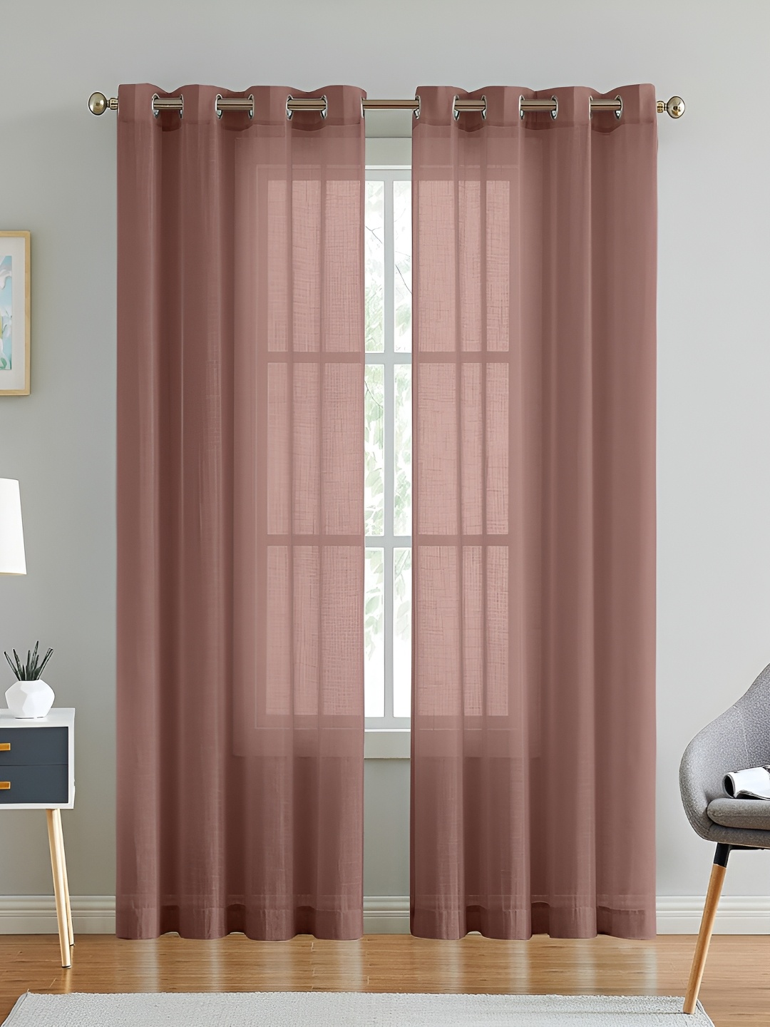 

Dashing fabrics Brown 2 Pieces Cotton Sheer Door Curtain