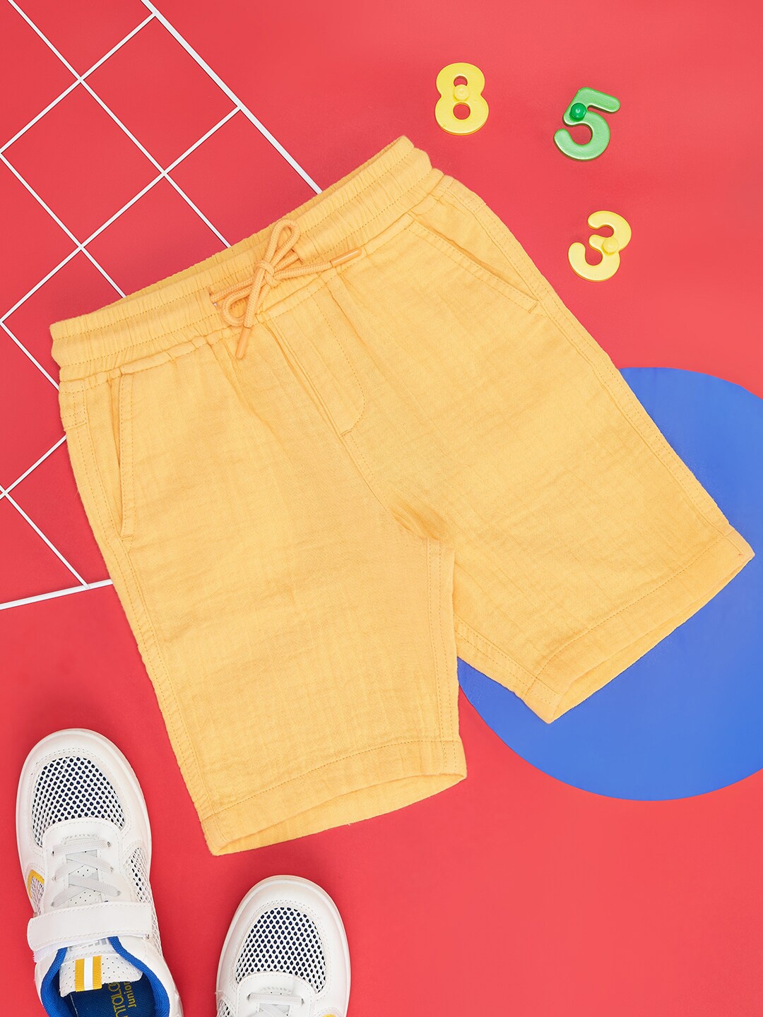 Pantaloons Junior Boys Pure Cotton Lounge Shorts, Yellow