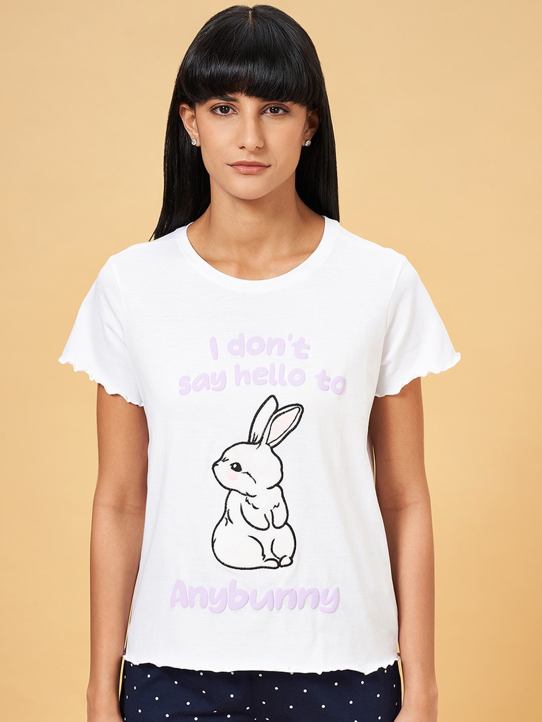 

Dreamz by Pantaloons Printed Pure Cotton Lounge T-shirt, White