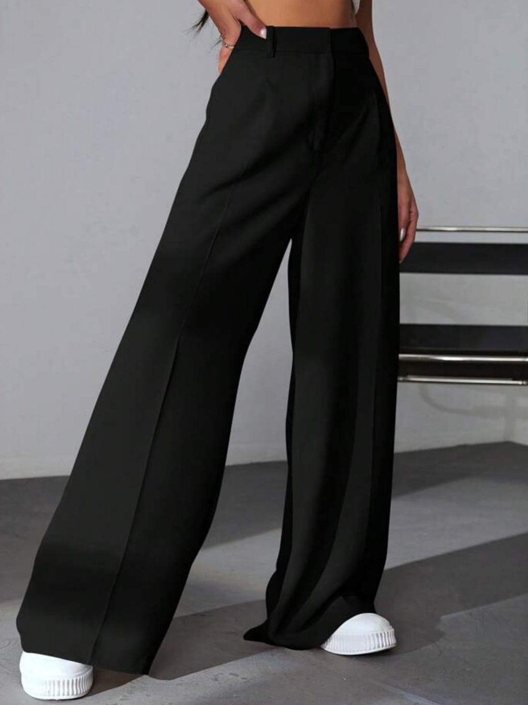 

BROADSTAR Women Pleated Korean Pants, Black