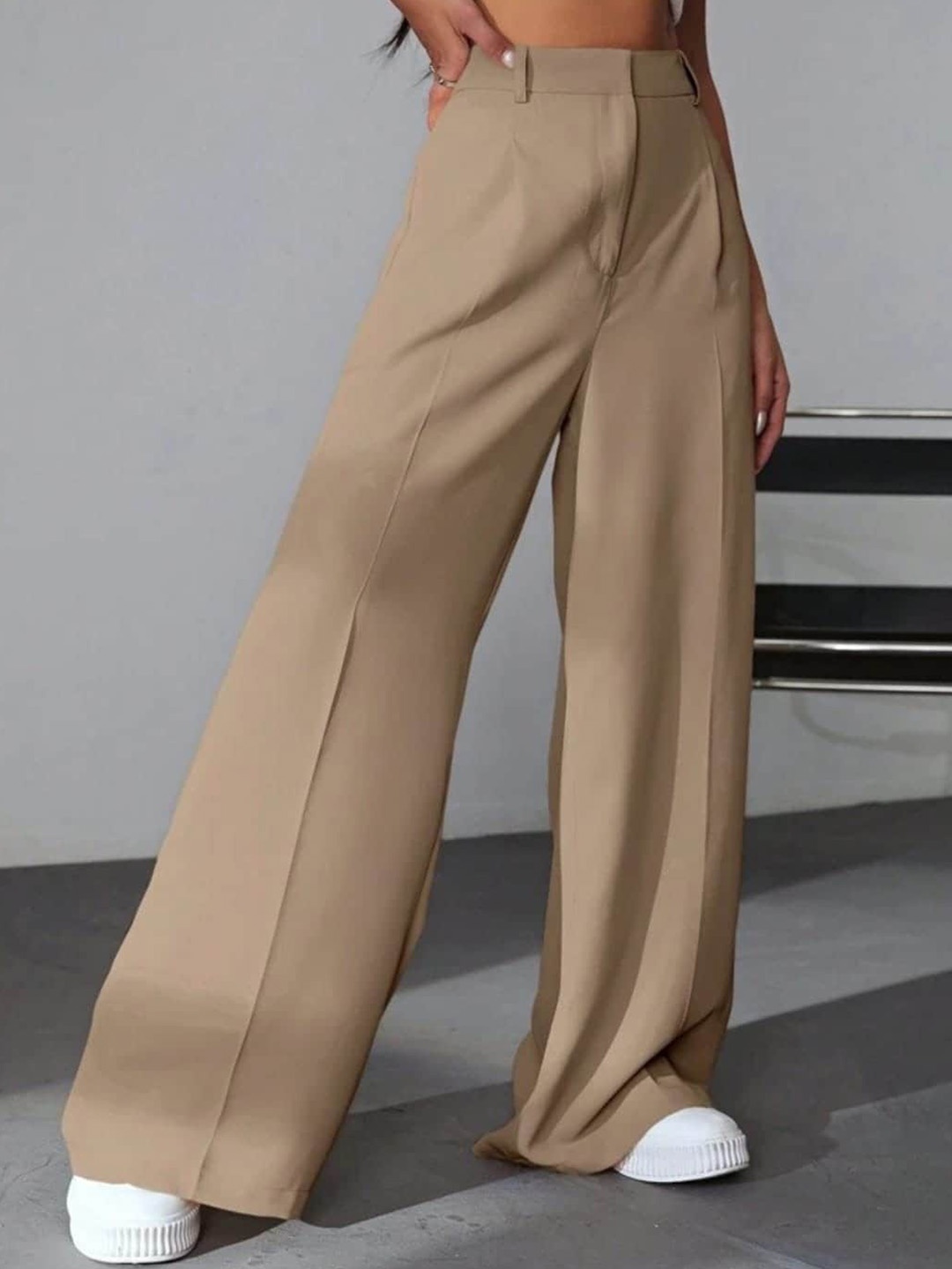 

BROADSTAR Women Pleated Korean Pants, Beige
