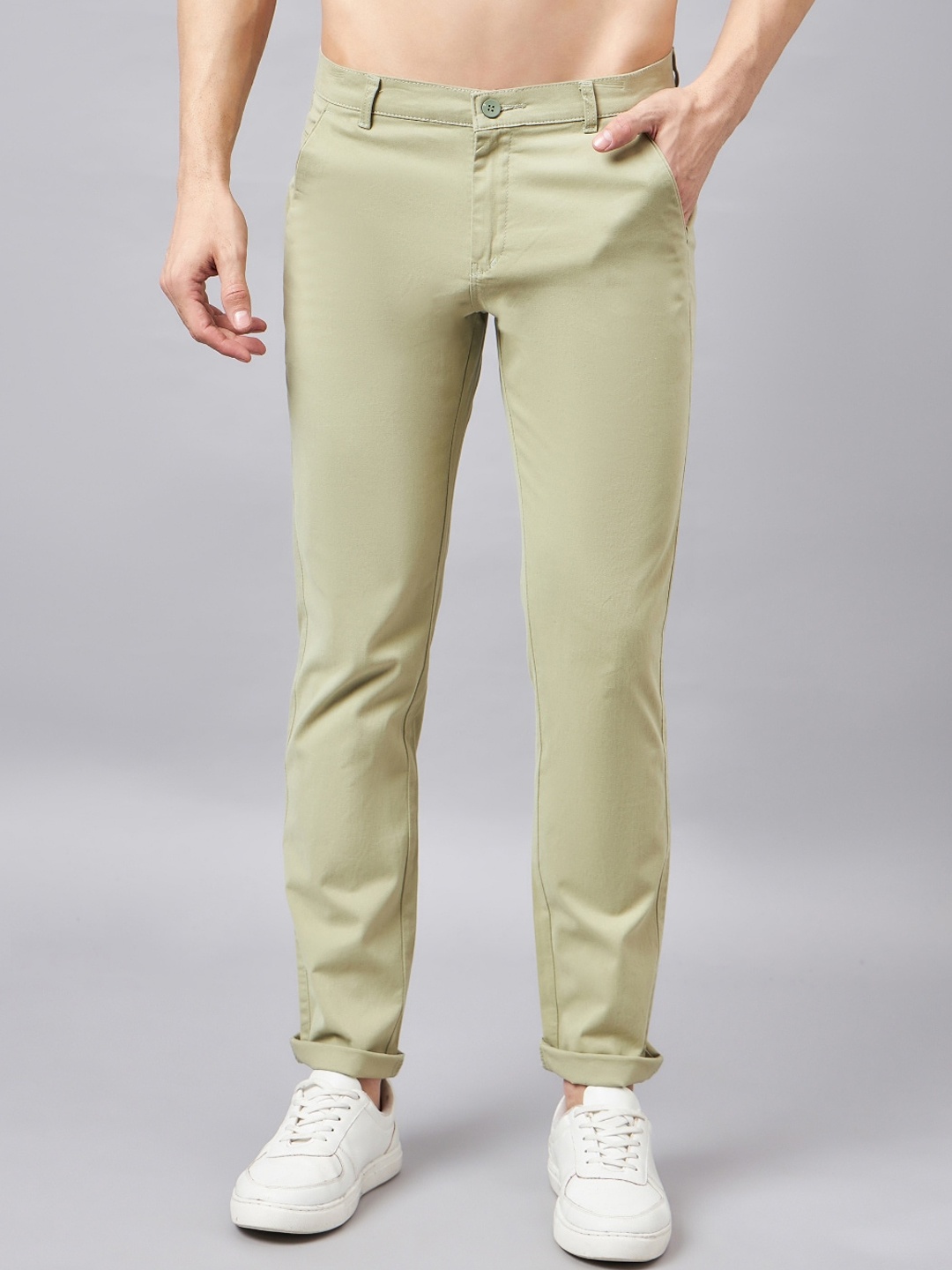 

STUDIO NEXX Men Relaxed Chinos Trousers, Olive