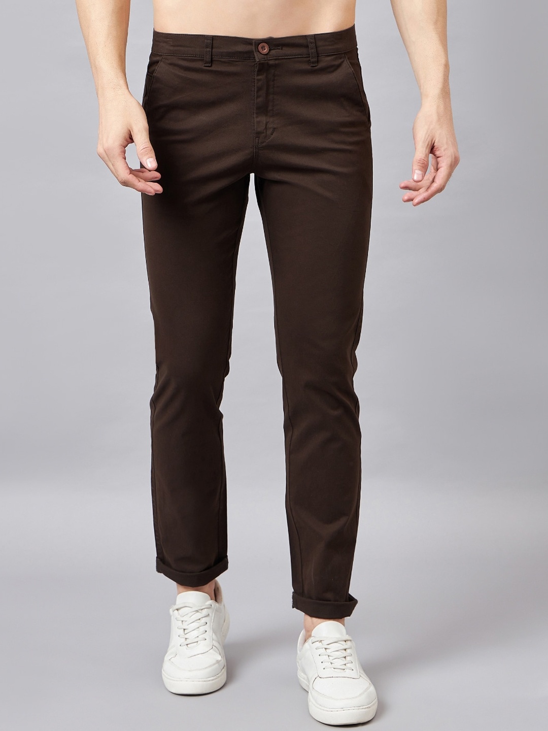 

STUDIO NEXX Men Relaxed Mid-Rise Chinos Trousers, Coffee brown