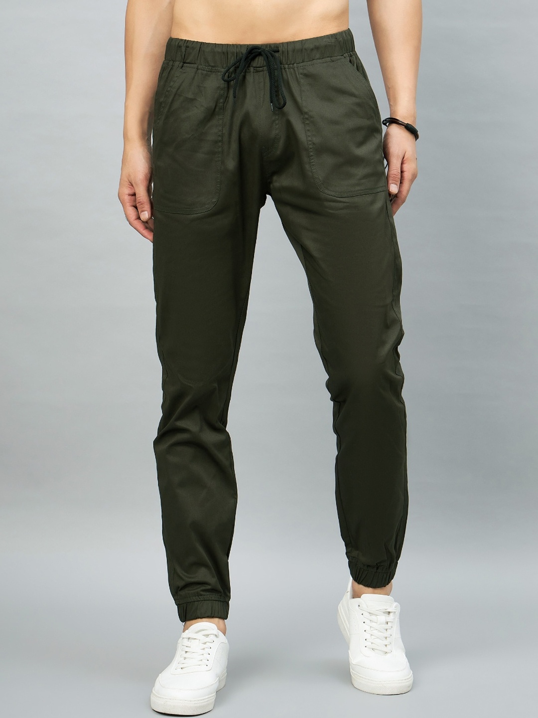 

STUDIO NEXX Men Relaxed Mid Rise Pure Cotton Joggers, Green