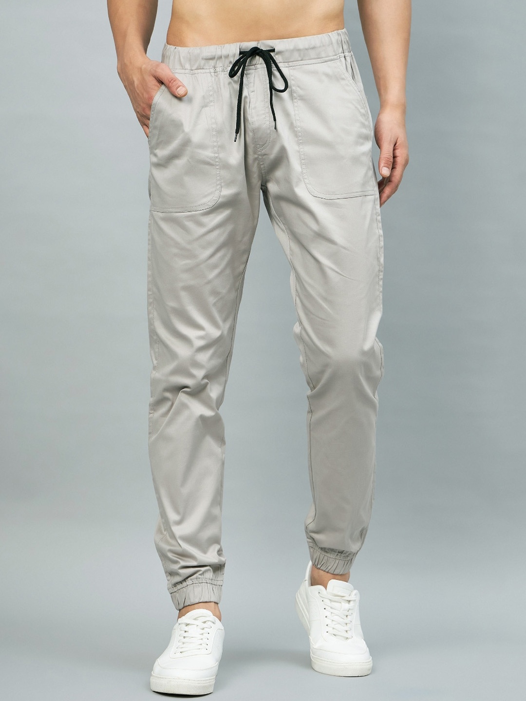 

STUDIO NEXX Men Relaxed Mid Rise Pure Cotton Joggers, Grey