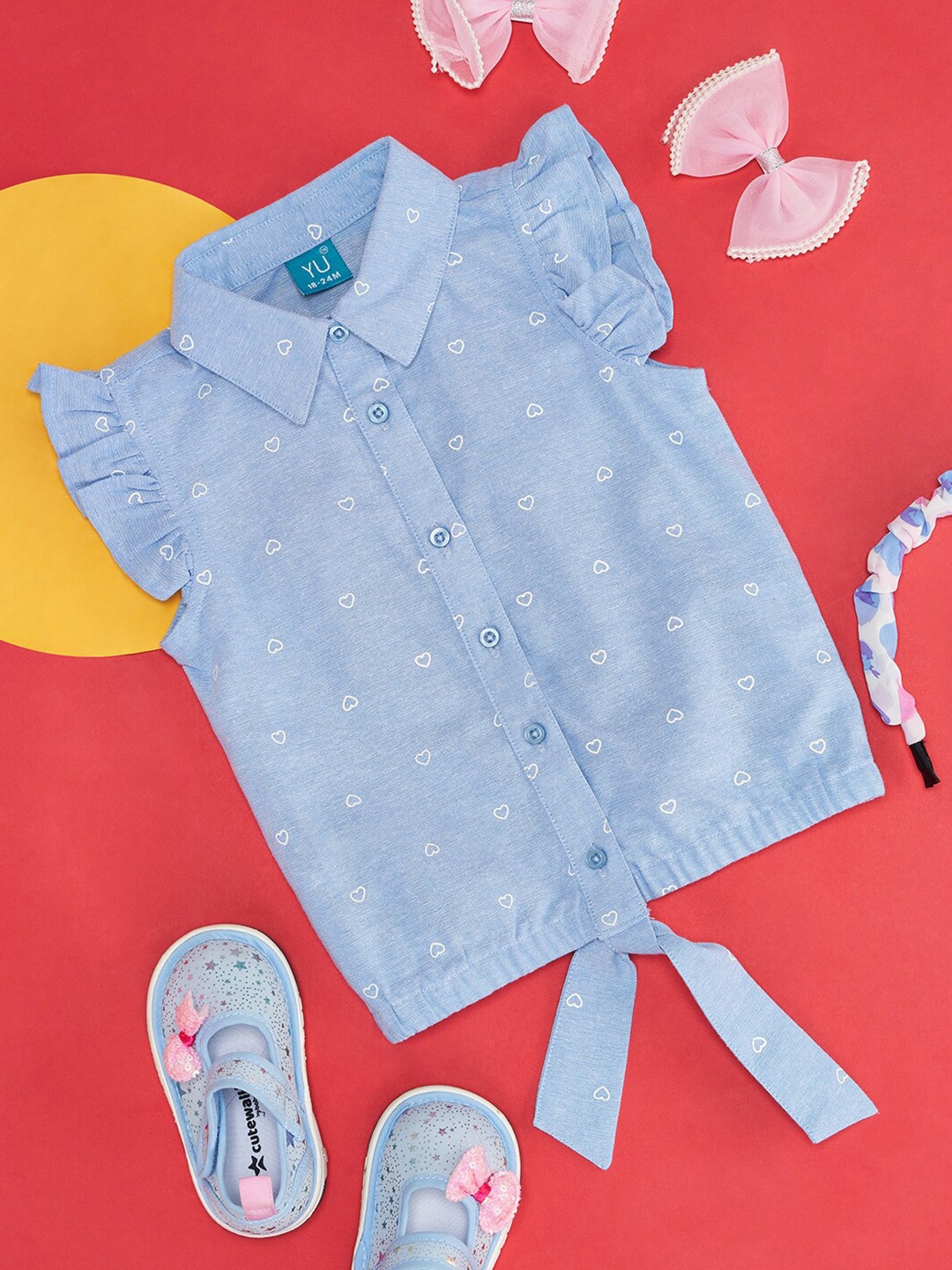 

YU by Pantaloons Polka Dots Printed Cotton Top, Blue