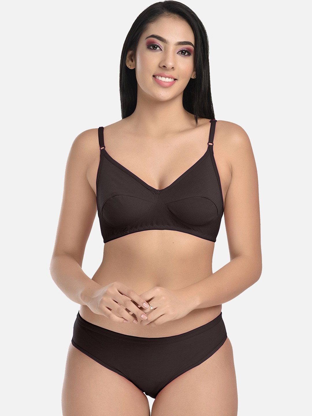 

StyFun V-Neck Non Padded Lingerie Set, Brown