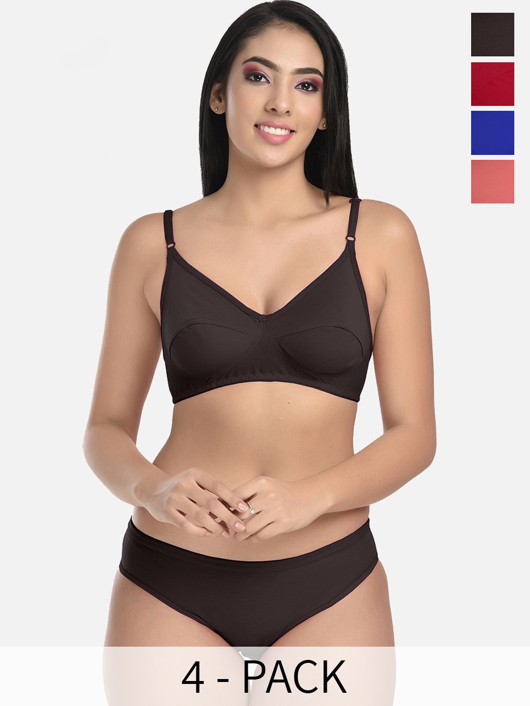 

StyFun Pack Of 4 Brief Lingerie Set, Black