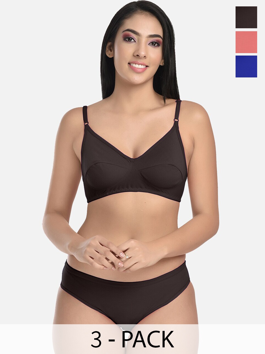 

StyFun Pack Of 3 Lingerie Set, Black