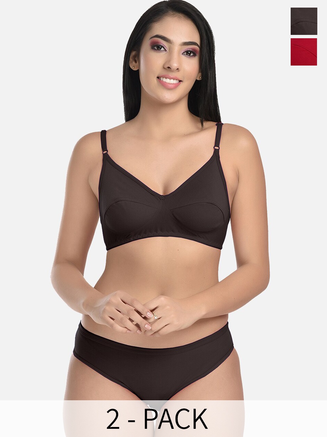 

StyFun Pack of 2 Non Padded Lingerie Set, Black