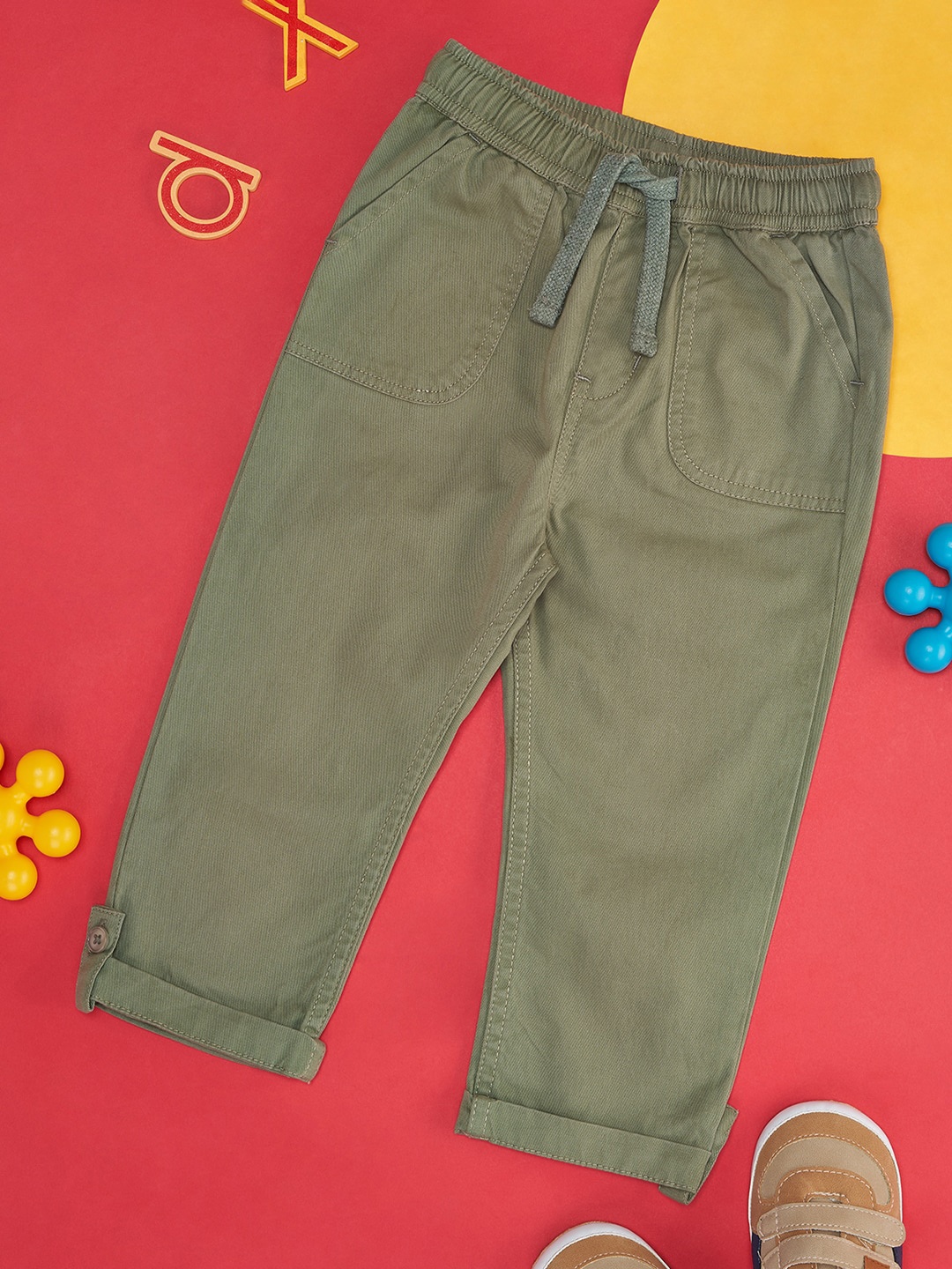 

YU by Pantaloons Infant Boys Mid-Rise Casual Trousers, Olive