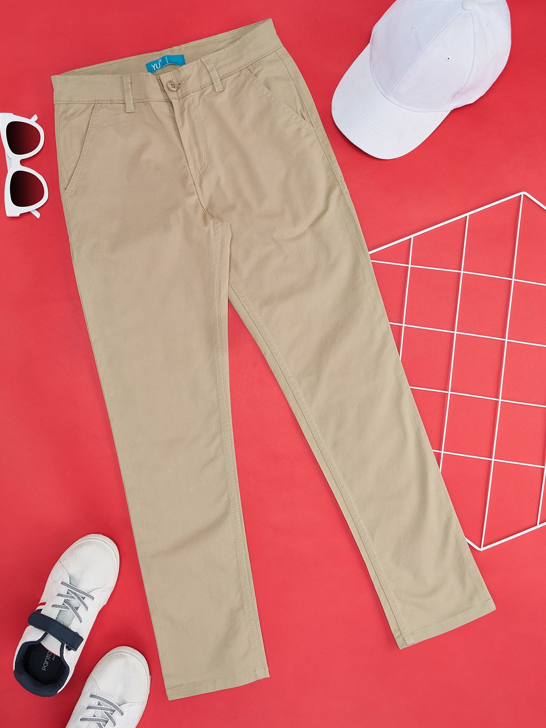 

YU by Pantaloons Boys Mid-Rise Trousers, Beige