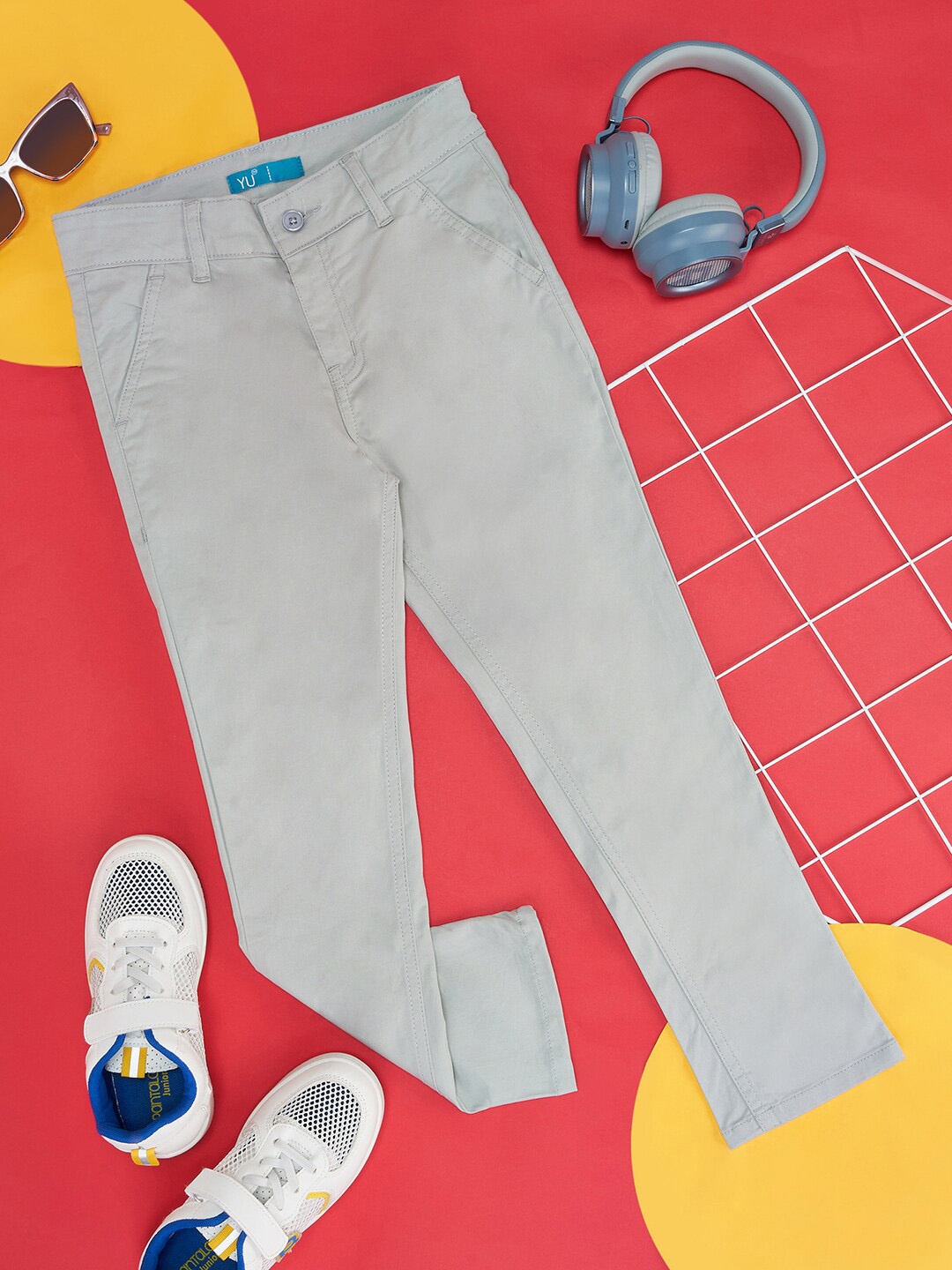 

YU by Pantaloons Boys Mid-Rise Trousers, Grey
