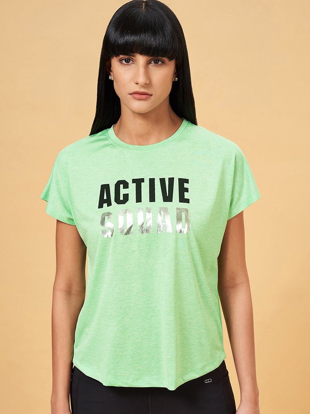 

Ajile by Pantaloons Typography Printed Sports T-shirt, Green