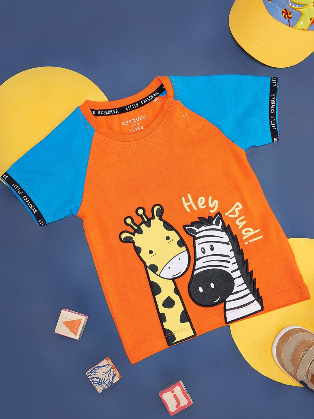 

Pantaloons Baby Boys Graphic Printed Cotton Round Neck T-shirt, Orange