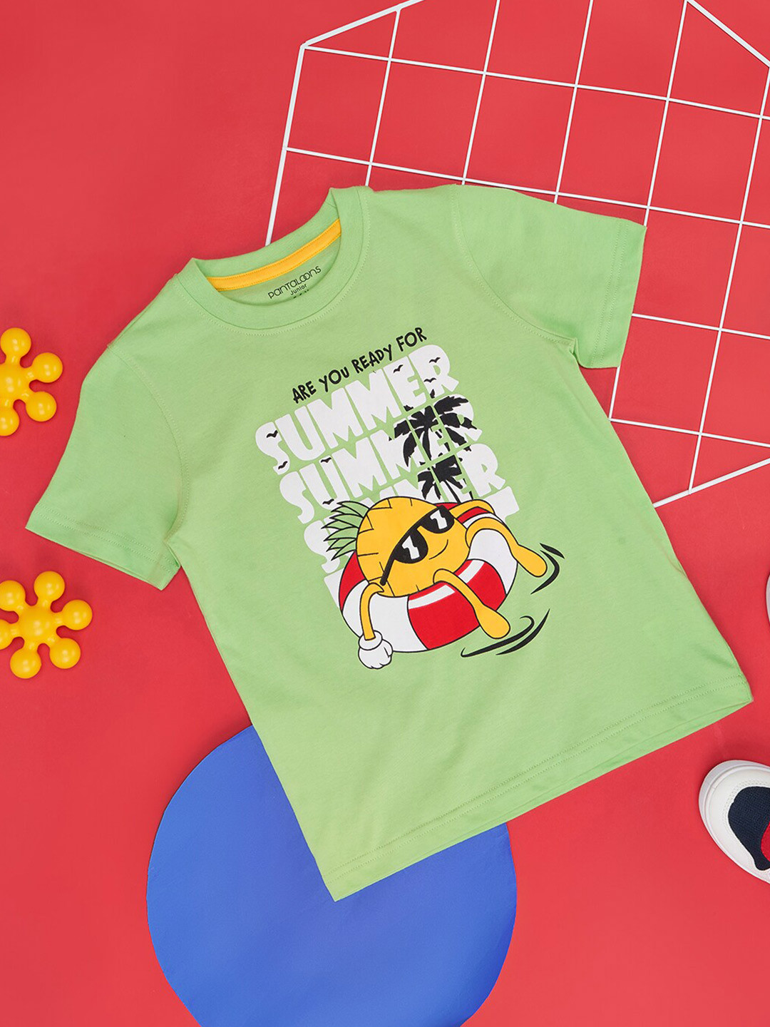 

Pantaloons Junior Boys Graphic Printed Round Neck Cotton T-shirt, Green