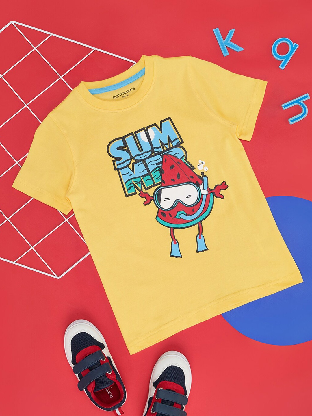 

Pantaloons Junior Boys Graphic Printed Round Neck Cotton T-shirt, Yellow
