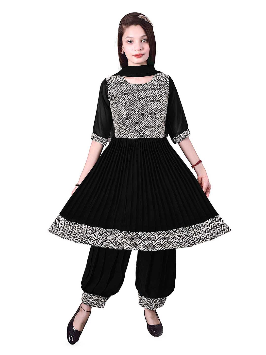 

BAESD Applique Georgette Fit & Flare Dress, Black