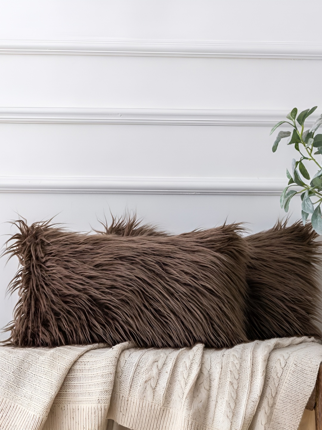 

MONKDECOR Brown 2 Pcs Quirky Rectangle Cushion Covers