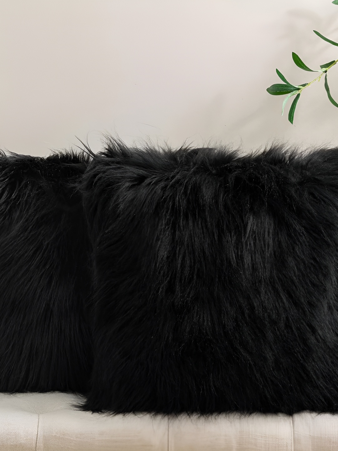 MONKDECOR Black 2 Pieces Quirky Square Cushion Covers