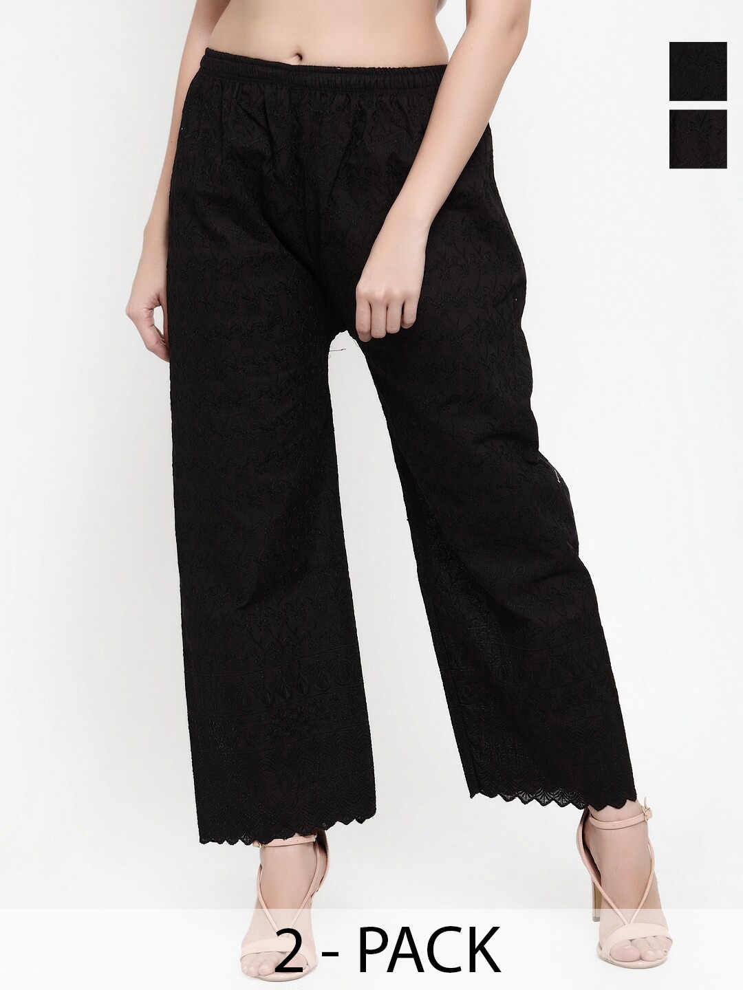 

Miaz Lifestyle Women 2 Flared Palazzos, Black
