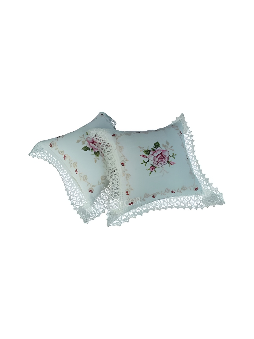 

TANLOOMS Pink & Blue 2 Pieces Floral Square Cushion Covers