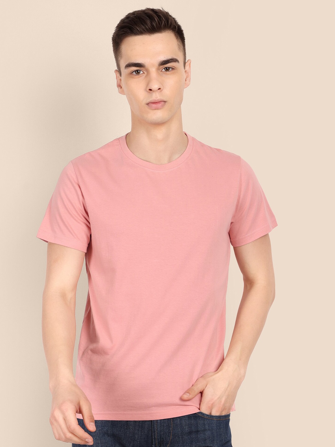 

TOMHIDDLE Cotton Round Neck Raw Edge T-shirt, Pink