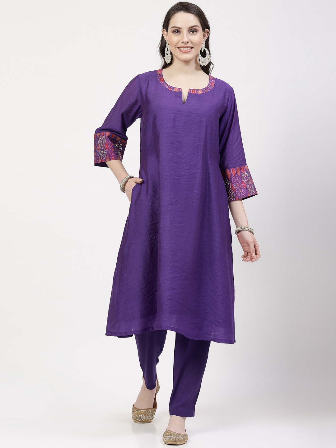 

DART STUDIO A-Line Chanderi Silk Kurta with Trousers, Purple