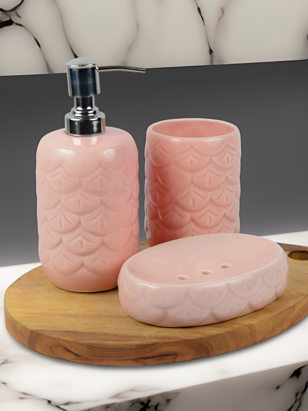 

Kaolinite Pink & Silver-Toned 3Pcs Abstract Ceramic Classic Glossy Soap Dispensers