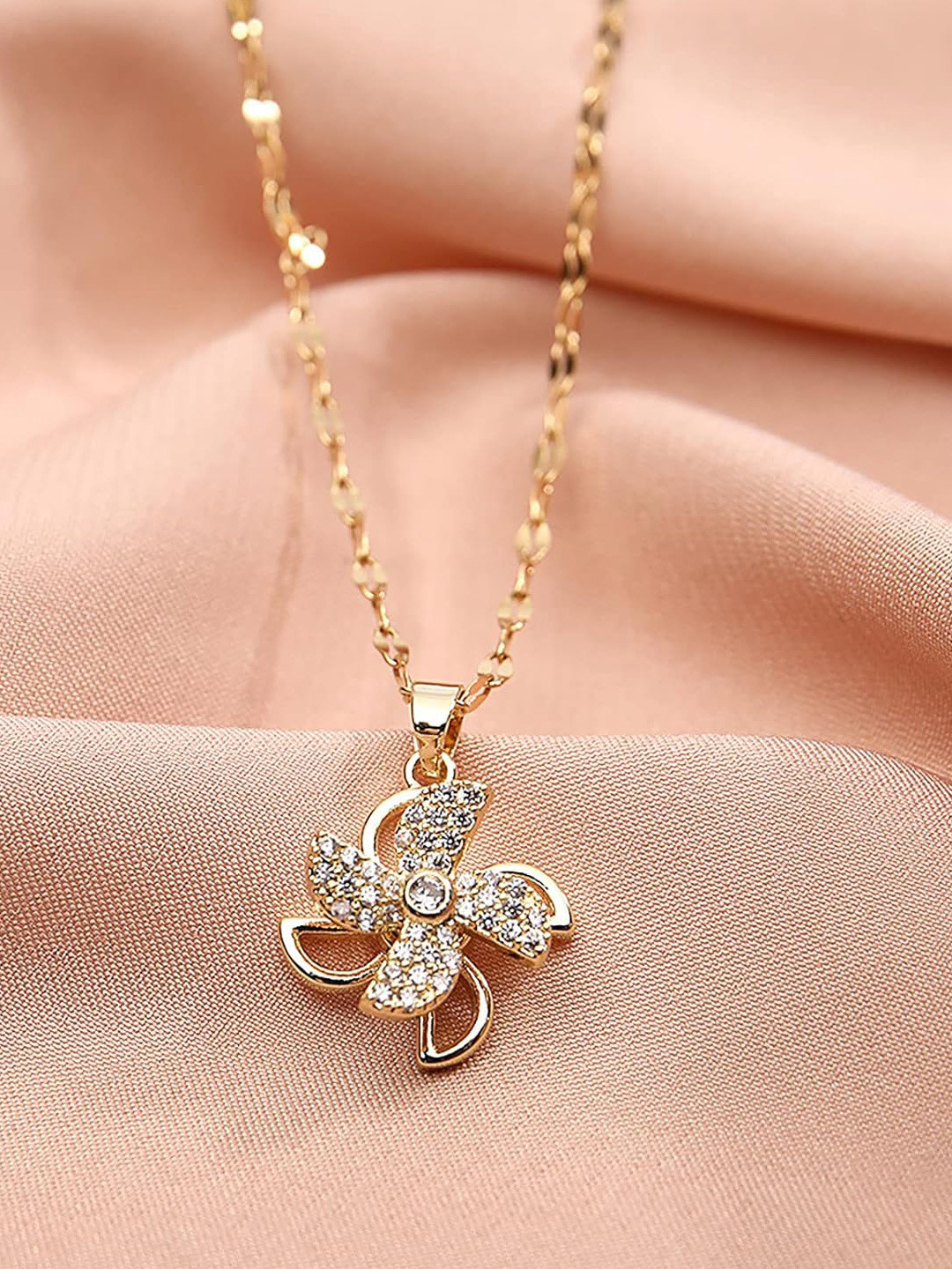 

The Pari Rose Gold-Plated Stones-Studded Pendent