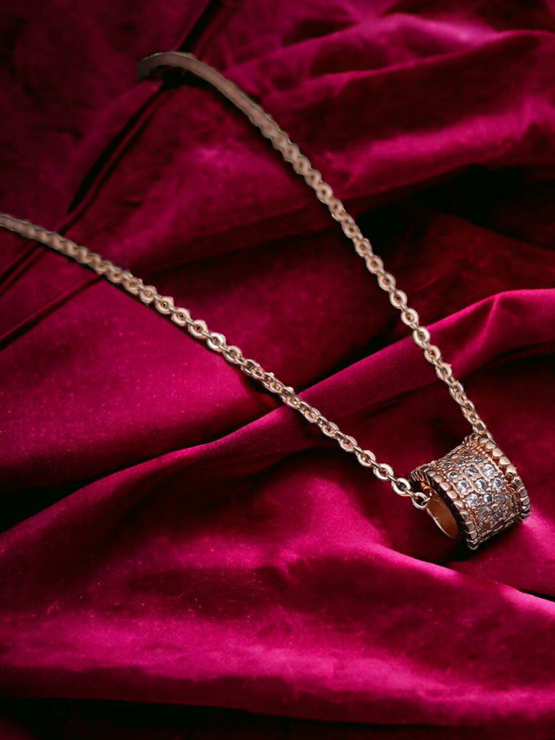 

The Pari Rose Gold-Plated Stones-Studded Pendent