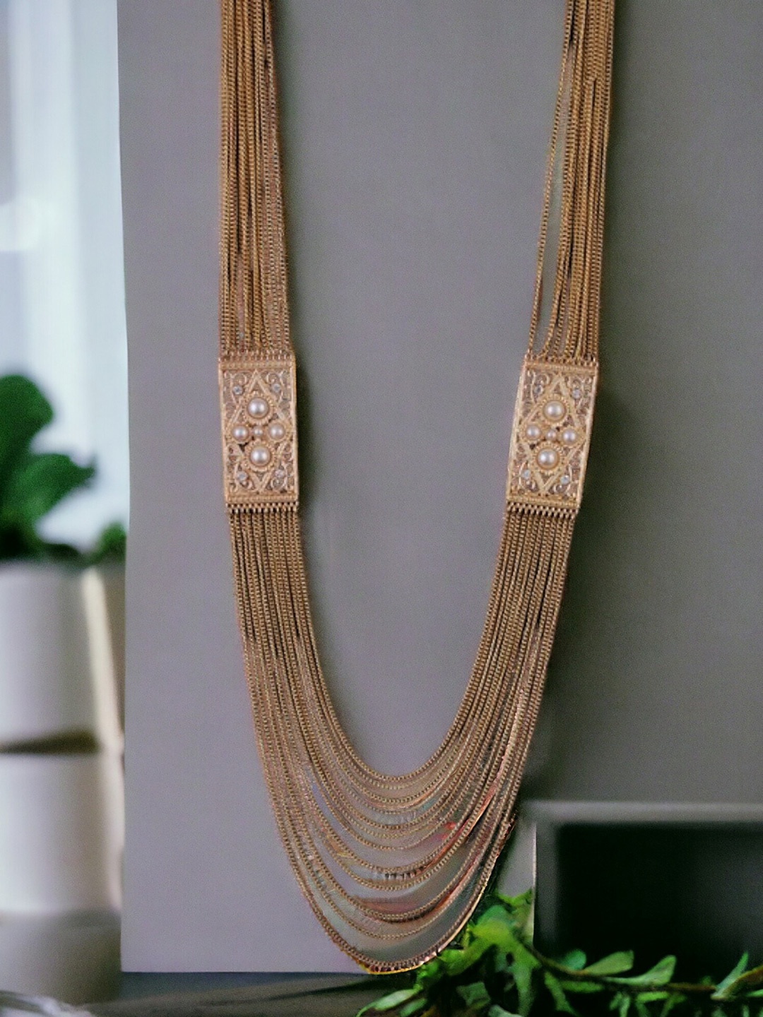 

The Pari Rose Gold-Plated Rhinestone Studded Layered Necklace