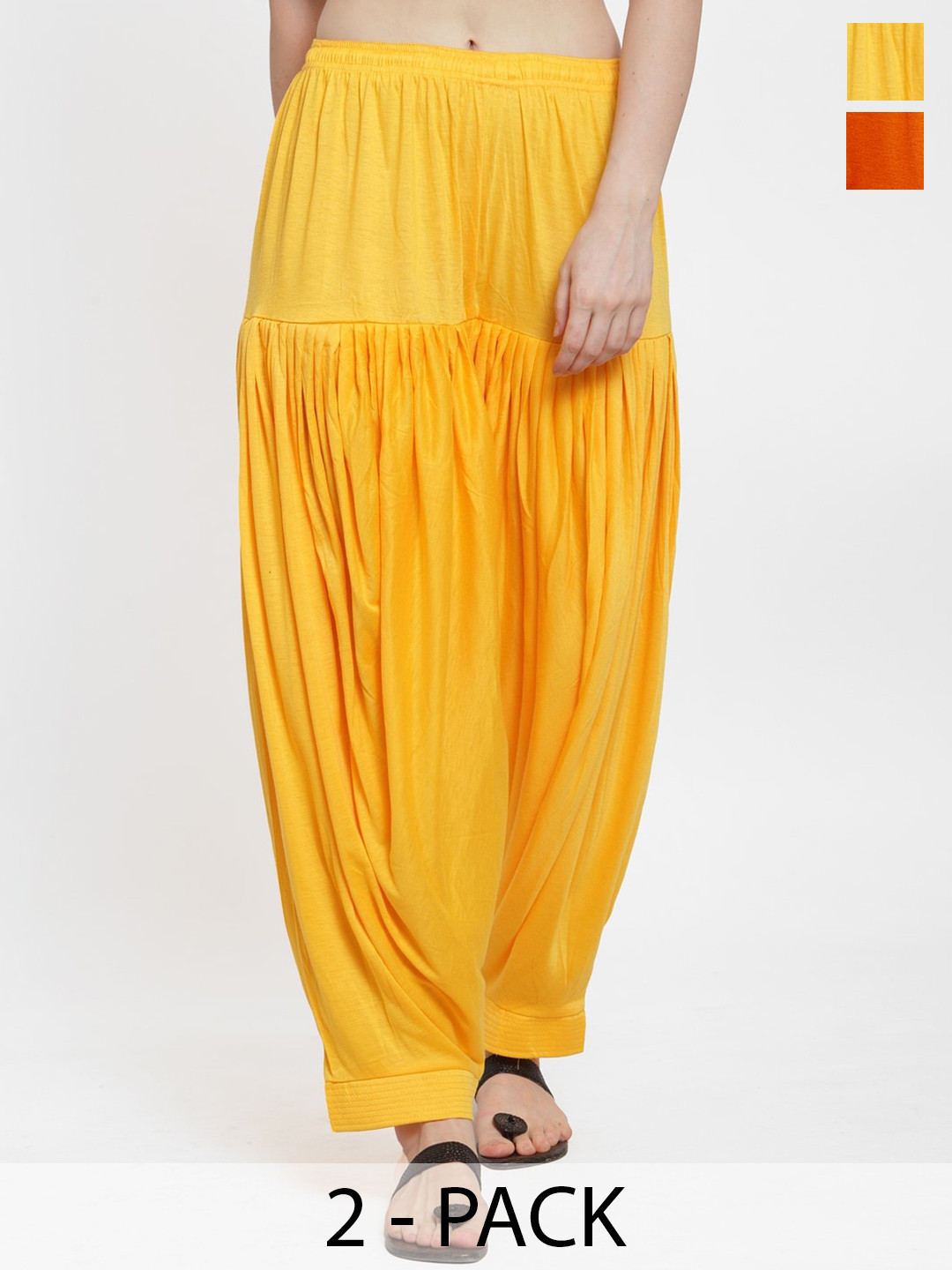 

Jinfo Women Pack Of 2 Loose Fit Patiala, Yellow