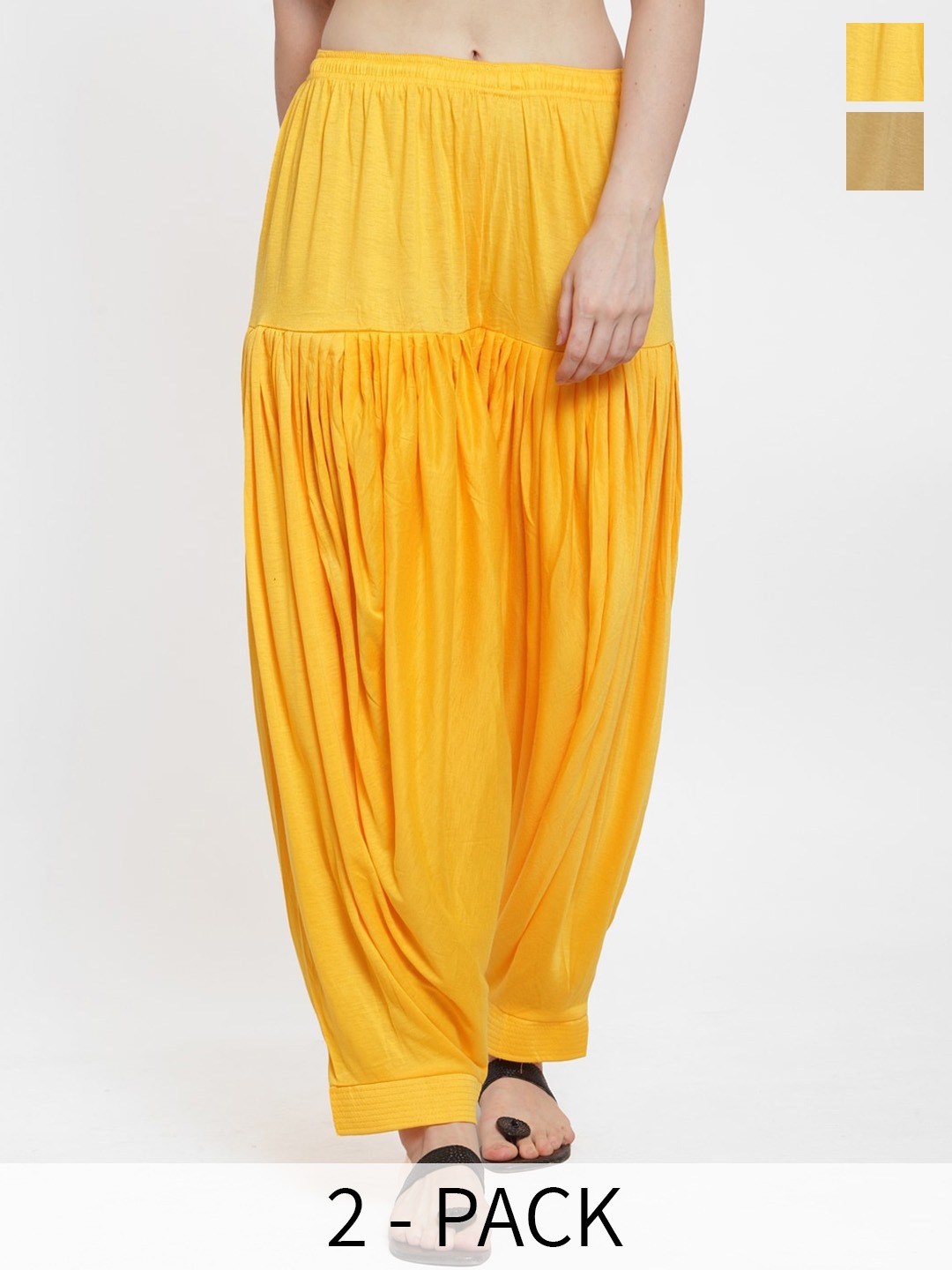 

Jinfo Women Pack Of 2 Loose Fit Patiala, Yellow